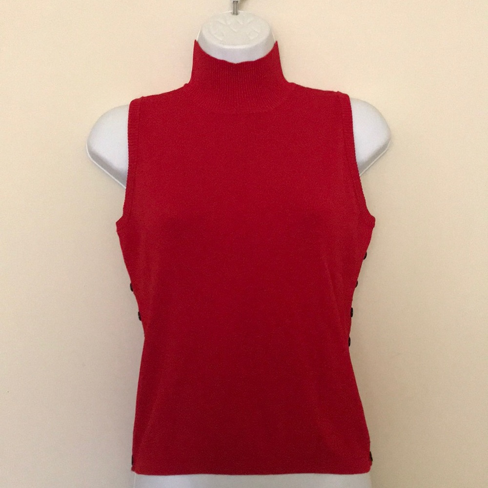 Vintage Red sleeveless high neck knit top or vest